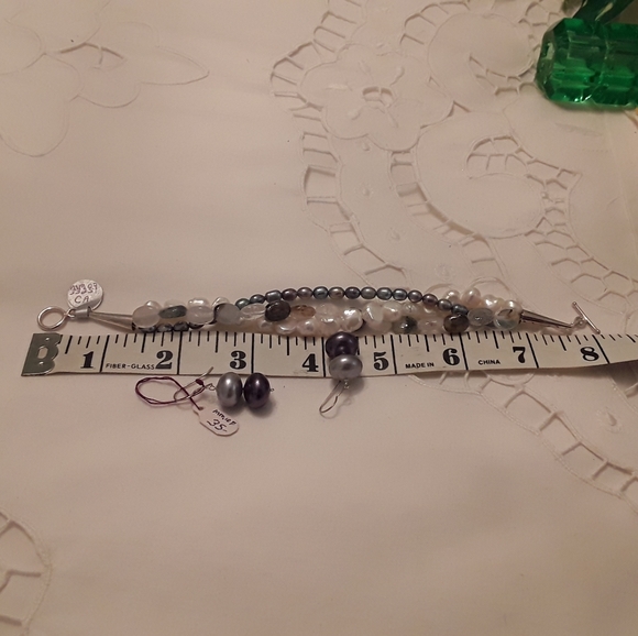 NWTAGS 925 SOLID STERLING TRIPLE STRAND PEARL SET - Picture 6 of 8